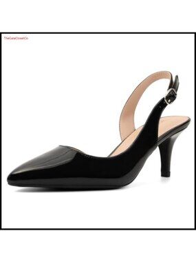 Kitten Heel Slingback Pumps Pointed Toe Dress Shoes
